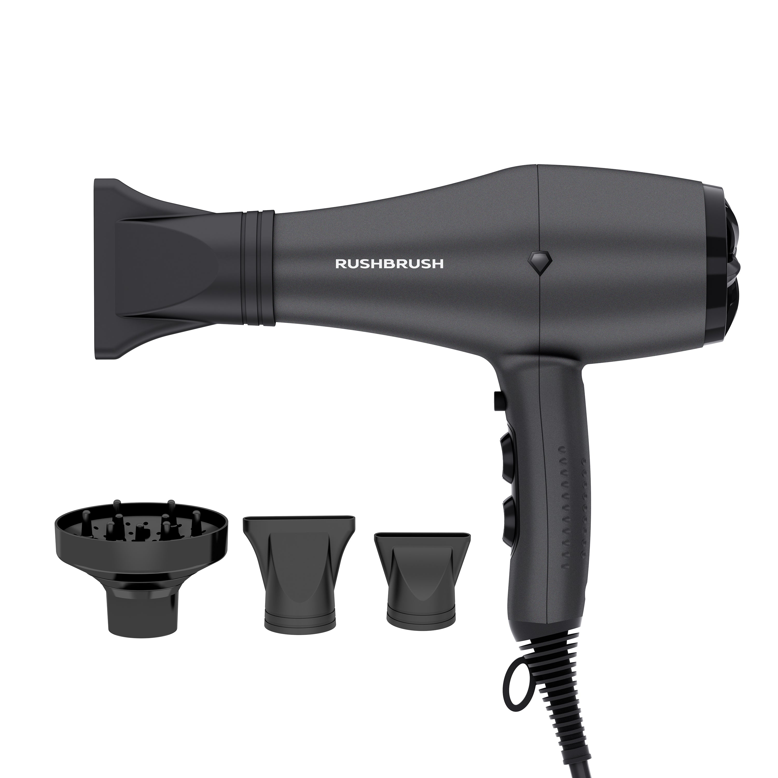 Rush Brush D3 K Hair Dryer with Attachments, 3000 Watt - Black Rush Brush D3 K Hair Dryer with Attachments, 3000 Watt - Black